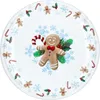 A Christmas-themed plate with gingerbread men, candy canes, and holly. Produktbild-Vorschau