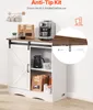 A coffee bar cabinet with a sliding barn door, displayed in a home setting with coffee-related items. Produktbild-Vorschau