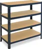 A four-tier metal shelving unit with particleboard shelves against a white background. Anteprima dell’immagine prodotto
