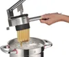 A hand is using a pasta maker to press spaghetti into a pot of boiling water. Produktbild-Vorschau