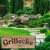 Metallschild Grillecke Aluminium, rustikale Holzoptik, Produktbild-Vorschau 5
