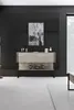 A modern living room with a console table against a slatted black wall. Podgląd zdjęcia produktu