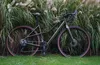 A gravel e-bike is leaning against a wall of tall, dry grass. Produktbild-Vorschau