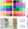 A collection of DIY jewelry making supplies, including various beads, strings, and tools, arranged in a collage format. Náhled obrázku produktu