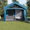 A blue and gray family tent set up on a grassy lawn with trees in the background. Anteprima dell’immagine prodotto