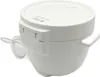 A white rice cooker is shown from a slightly elevated side angle against a white background. Voir les images du produit