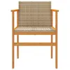 Gartenstühle 2 Stk. Beige Poly Rattan und Massivholz Produktbild-Vorschau 5