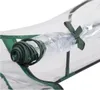 Close-up view of a rolled-up clear plastic cover with a green tie on a greenhouse frame. Produktbild-Vorschau