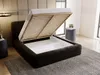 A bedroom scene with a bed frame open to reveal storage space. Produktbild-Vorschau