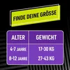 A size chart with age and weight recommendations. Produktbild-Vorschau
