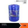 A blue plastic canister of Mannol M.O. SAE 30 motor oil is shown against a white background. Text and logos are present on the canister and in the upper right corner of the image. A black and orange section at the bottom displays product information. Produktbild-Vorschau