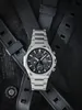 A silver Casio Edifice watch with a black dial is laid out on black leather straps. Produktbild-Vorschau