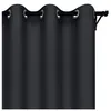 A close-up view of a dark gray curtain with grommets hanging from a curtain rod. Náhľad obrázku produktu