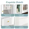 A collage of four close-up images showcasing the details of a white sideboard. Produktbild-Vorschau