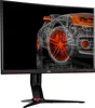 A gaming monitor displaying a wireframe rendering of a car with orange accents. Produktbild-Vorschau