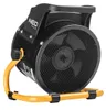 A black and yellow electric heater with a fan. Voir les images du produit