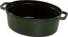 An oval cast iron pot with handles, shown from a diagonal angle. Náhled obrázku produktu