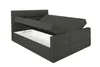 A dark gray upholstered bed frame with its storage compartment open, revealing a white interior. Produktbild-Vorschau