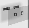 A 3D rendering showing wall mounts for a TV on a wall, with a transparent panel in front. Anteprima dell’immagine prodotto