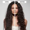 A split image showing a woman's hair before and after using a product. Produktbild-Vorschau