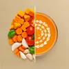 A split image showing raw ingredients on the left and a finished soup on the right. Produktbild-Vorschau
