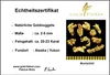 A certificate of authenticity for gold nuggets, featuring a picture of the nuggets and details about them. Produktbild-Vorschau
