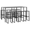 vidaXL 9-tlg. Gartenbar-Set Schwarz Pulverbeschichteter Produktbild-Vorschau 1