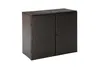 A dark brown, two-door storage cabinet with a woven texture, presented against a white background. Produktbild-Vorschau