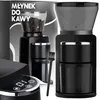 A collage of product images showing a coffee grinder from different angles, with packaging in the background. Produktbild-Vorschau