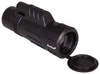 A black monocular is shown against a white background. The lens cap is open and resting on the surface below the monocular. Produktbild-Vorschau