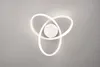 A modern, white LED ceiling light with three intertwined oval shapes. Podgląd zdjęcia produktu
