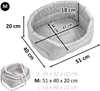 A diagram showing the dimensions of a pet bed, with a smaller inset image of the bed folded. Náhľad obrázku produktu