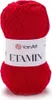 A ball of red yarn with a label. Podgląd zdjęcia produktu