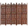 Parawan 5-Panelowy, Rzeźbiony, Brąz, 200X165 Cm, Drewno Podgląd zdjęcia produktu 5