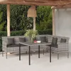 vidaXL 2-tlg. Garten-Essgruppe mit Kissen Grau Poly Rattan Produktbild-Vorschau 8