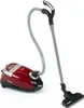 A red and black toy vacuum cleaner with a gray hose and wand, set against a white background. Produktbild-Vorschau