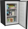 An open freezer with food items inside. Produktbild-Vorschau