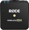 A black RODE Wireless GO II transmitter unit shown from the front. Náhled obrázku produktu