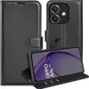 A black flip case for a smartphone is shown open, displaying the phone's screen. Produktbild-Vorschau
