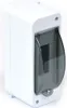 A white electrical distribution box with a transparent gray door is shown against a white background. Anteprima dell’immagine prodotto
