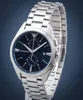 A close-up studio shot of a men's wristwatch with a blue dial and silver metal band. Anteprima dell’immagine prodotto