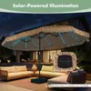 COSTWAY Dubbele parasol met zonne-LED, 450x260cm, PE Productafbeelding-voorbeeld 9