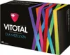 A product box for men's vitamins, featuring colorful diagonal stripes. Produktbild-Vorschau