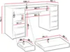A technical drawing of a desk with dimensions indicated. Voir les images du produit
