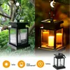 A collage showing a solar lantern in different lighting conditions and with feature icons. Voir les images du produit