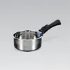 A stainless steel saucepan with a black detachable handle is shown against a plain gray background. Voir les images du produit