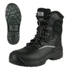 A black work boot shown from the side, with a separate view of its sole. Náhled obrázku produktu