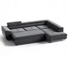 A dark gray sectional sofa with a pull-out bed feature extended, shown against a white background. Produktbild-Vorschau