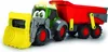 A toy tractor with a front loader and a trailer. Produktbild-Vorschau
