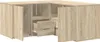 A corner shelving unit with drawers and doors, shown from a slightly elevated angle. Voir les images du produit